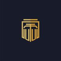 uu logotipo inicial do monograma elegante com design de estilo de escudo para mural de parede jogos de escritório de advocacia vetor