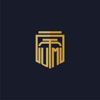 um logotipo inicial do monograma elegante com design de estilo escudo para mural de parede para jogos de escritório de advocacia vetor