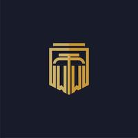 ww logotipo inicial do monograma elegante com design de estilo escudo para mural de parede jogos de escritório de advocacia vetor