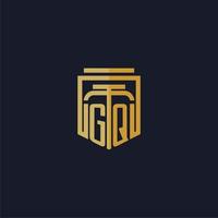 gq logotipo inicial do monograma elegante com design de estilo escudo para mural de parede jogos de escritório de advocacia vetor