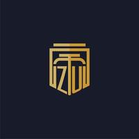 zu logotipo inicial do monograma elegante com design de estilo escudo para mural de parede jogos de escritório de advocacia vetor