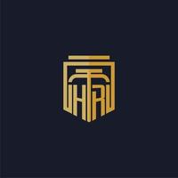 hr logotipo inicial do monograma elegante com design de estilo escudo para mural de parede jogos de escritório de advocacia vetor