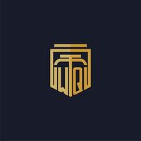 wq logotipo inicial do monograma elegante com design de estilo escudo para mural de parede jogos de escritório de advocacia vetor