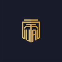 ua logotipo inicial do monograma elegante com design de estilo escudo para mural de parede jogos de escritório de advocacia vetor