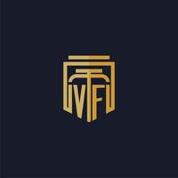 vf logotipo inicial do monograma elegante com design de estilo escudo para mural de parede jogos de escritório de advocacia vetor