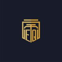 eq logotipo inicial do monograma elegante com design de estilo escudo para mural de parede jogos de escritório de advocacia vetor