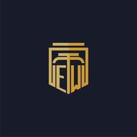 ew logotipo inicial do monograma elegante com design de estilo escudo para mural de parede jogos de escritório de advocacia vetor