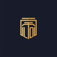 lo logotipo inicial do monograma elegante com design de estilo escudo para mural de parede jogos de escritório de advocacia vetor