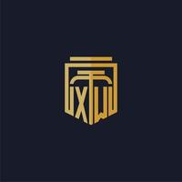 xw logotipo inicial do monograma elegante com design de estilo escudo para mural de parede jogos de escritório de advocacia vetor