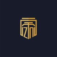 zn logotipo inicial do monograma elegante com design de estilo escudo para mural de parede jogos de escritório de advocacia vetor