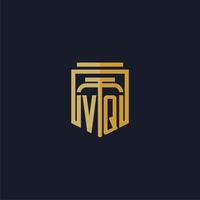 vq logotipo inicial do monograma elegante com design de estilo escudo para mural de parede jogos de escritório de advocacia vetor