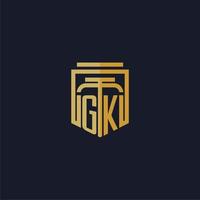 gk logotipo inicial do monograma elegante com design de estilo escudo para mural de parede jogos de escritório de advocacia vetor