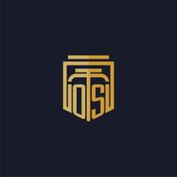 os logotipo inicial do monograma elegante com design de estilo escudo para mural de parede para jogos de escritório de advocacia vetor