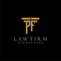 logotipo inicial do monograma pf para escritório de advocacia com design de pilar vetor