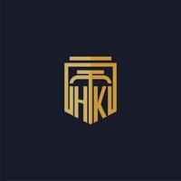 hk logotipo inicial do monograma elegante com design de estilo de escudo para mural de parede jogos de escritório de advocacia vetor