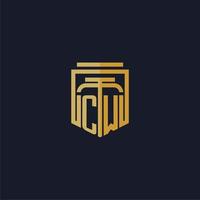 cw logotipo inicial do monograma elegante com design de estilo escudo para mural de parede jogos de escritório de advocacia vetor