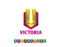 3d letra v logotipo da vitória vetor