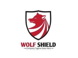 logotipo de animal de escudo de lobo vetor