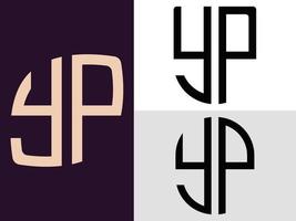 letras iniciais criativas yp pacote de designs de logotipo. vetor