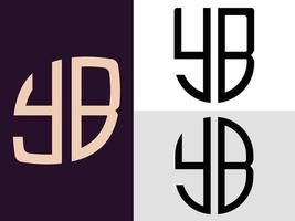pacote de designs de logotipo yb de letras iniciais criativas. vetor