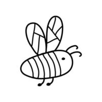 abelhinha bonitinha no estilo doodle. ilustração em vetor preto para logotipo, ícone ou rótulo