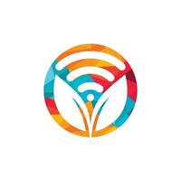 design de logotipo de vetor wifi folha natureza.