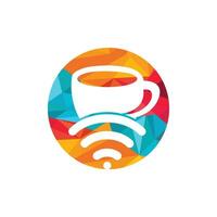 xícara de café com logotipo de ícone vetorial wifi. modelo de design de logotipo criativo para café ou restaurante. vetor