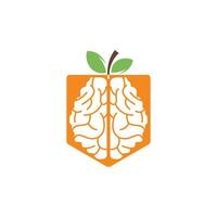 design de logotipo de vetor de cérebro laranja. logotipo de um cérebro de estilo de frutas.