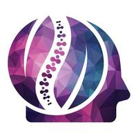 cabeça humana e ilustração vetorial de design de logotipo de quiropraxia. logotipo orgânico de cuidados com a coluna. vetor