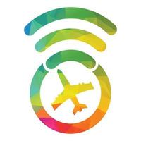 avião com design de conceito de logotipo wifi. vetor