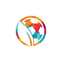 design de logotipo de vetor de futebol e folha. futebol exclusivo e modelo de design de logotipo orgânico.