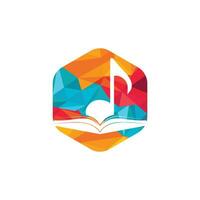 design de logotipo de vetor de livro de música. design de ícone de nota de livro e música.