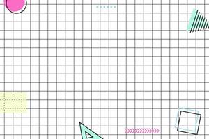 fundo geométrico de memphis de grade preta plana vetor