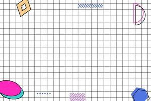 fundo geométrico de memphis de grade preta plana vetor