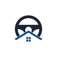 modelo de design de logotipo de vetor de unidade em casa. volante e símbolo ou ícone da casa.