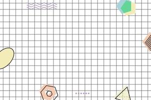 fundo geométrico de memphis de grade preta plana vetor