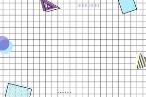fundo geométrico de memphis de grade preta plana vetor