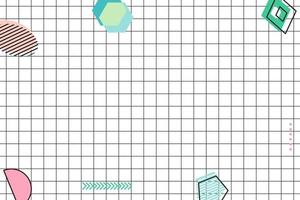 fundo geométrico de memphis de grade preta plana vetor