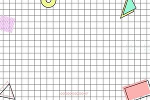 fundo geométrico de memphis de grade preta plana vetor