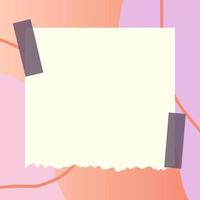 nota de papel quadrado com doodle abstrato e fundo de quadro gradiente vetor