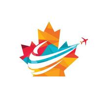 design de logotipo de vetor de viagens do canadá. conceito de design de logotipo de vetor de aviação canadense.