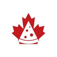 design de logotipo de vetor de pizza do Canadá. folha de bordo e design de ícone de pizza.