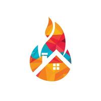 modelo de design de logotipo de vetor de fogo em casa. prevenindo o conceito de logotipo de alarme de incêndio ou incêndio.