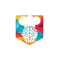 conceito de design de logotipo de vetor de chef inteligente. ícone de chapéu de cérebro e chef.
