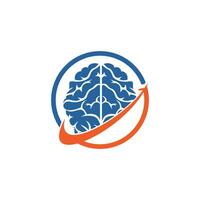 design de logotipo de vetor de viagens inteligentes. design de ícone do logotipo de viagens do cérebro.