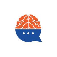 modelo de logotipo de vetor de bate-papo cerebral. cérebro consulte o conceito de design de logotipo.