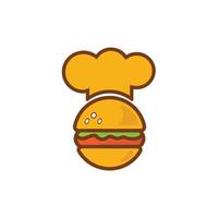 modelo de design de logotipo de vetor de chef de hambúrguer. design de logotipo de distintivo de hambúrguer de fast food retrô.