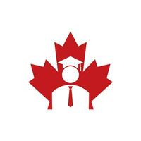 design de logotipo de educação do canadá. folha de bordo e design de logotipo de estudante de graduação. vetor