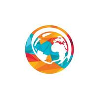 logotipo da mão do mundo. salve o design do logotipo do mundo. conceito de logotipo de cuidados globais. vetor