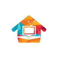 design de modelo de logotipo de vetor de tv de livro. modelo exclusivo de design de logotipo de livraria, biblioteca e mídia.